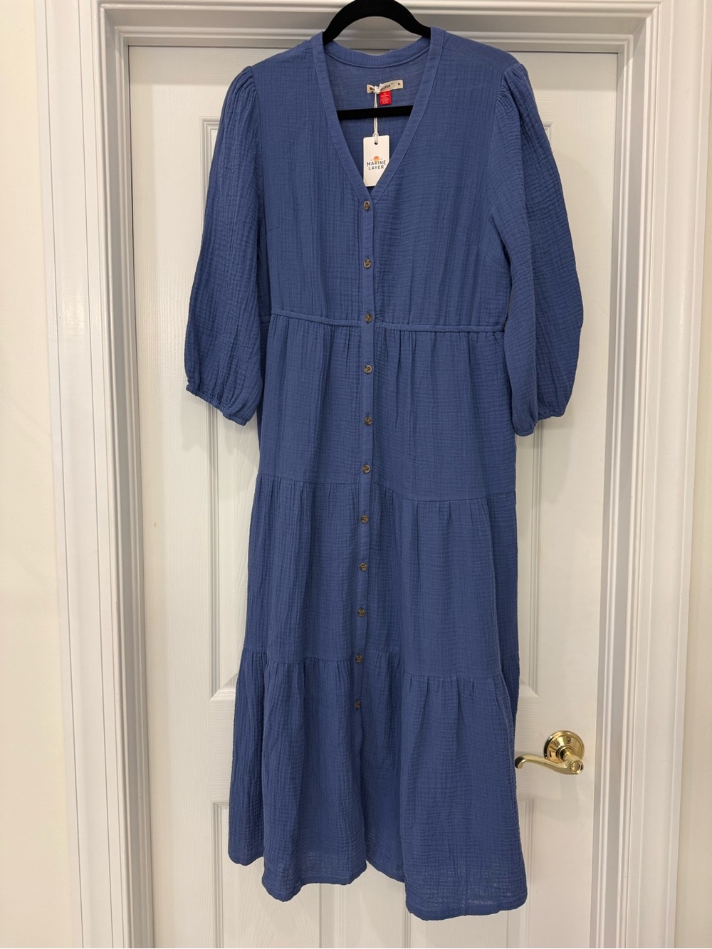 Marine Layer Blue Button-Front Maxi Dress